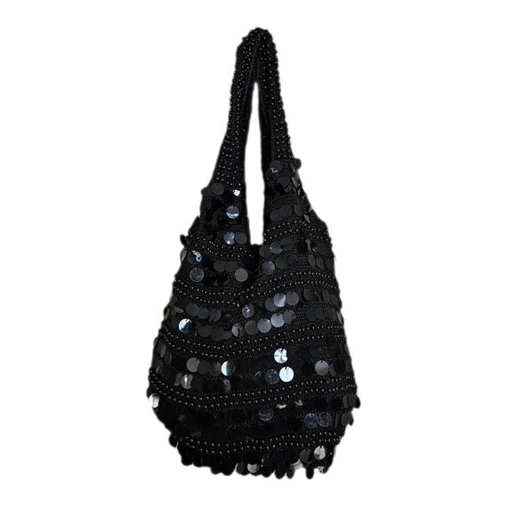 y2k mcbling gyaru black sequin slouchy bag - Picture 2 of 5